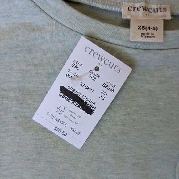 Crewcuts Heart Pocket Crewneck XS (4–5) Aqua Blue | Everyday Favorite - Picture 5 of 9